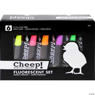 Cheep! Acrylic Paint Set 2.5oz Fluorescent 6 Color Oriental Trading