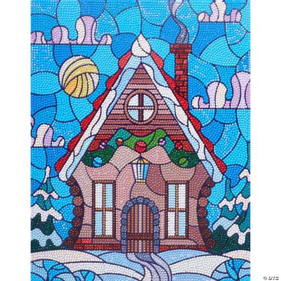 Diamond Art Kit 11"x 14" Intermediate Stained Glass Gingerbread House
