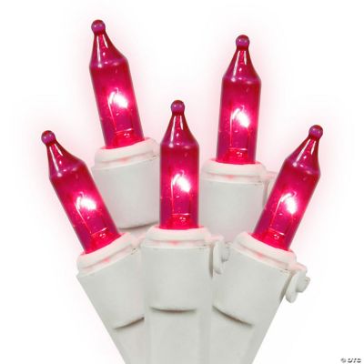 Vickerman 100 Pink Mini Light on White Wire, 33' Long Christmas Light