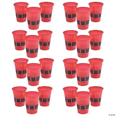 16 oz. Bulk 50 Ct. Santa Belt Buckle Red Disposable Plastic Cups