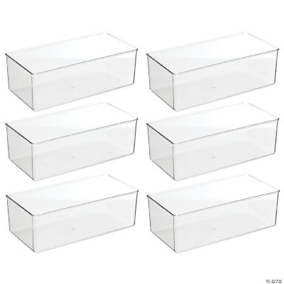 mDesign Long Plastic Drawer Organizer Container Bin for Closet, 6 Pack, Clear