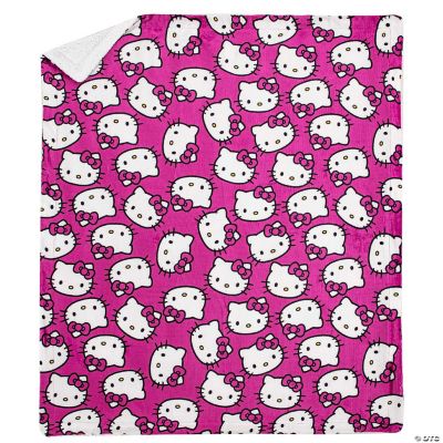 Sanrio Hello Kitty Whiskers and Bows Sherpa Throw Blanket 50 x 60 ...