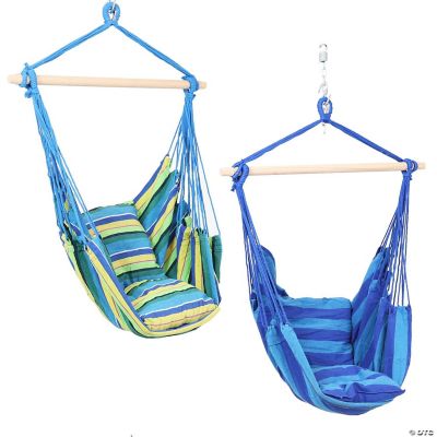 Sunnydaze Double Cushion Hanging Rope Hammock Chair Swing for Backyard