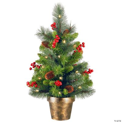 Costway 24''Pre-Lit Tabletop Fir Christmas Tree 35 LED Lights Timer 