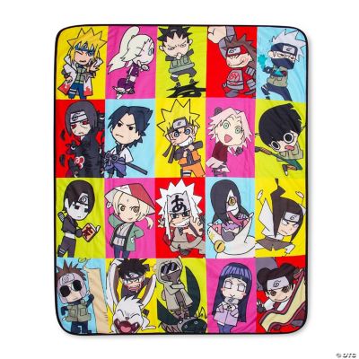 Naruto Character Collage Fleece Throw Blanket with Sherpa Backing | 50 x 60 inch