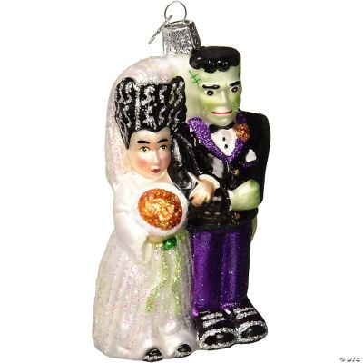 Old World Christmas 26065 Glass Blown Frankenstein and Bride Ornament