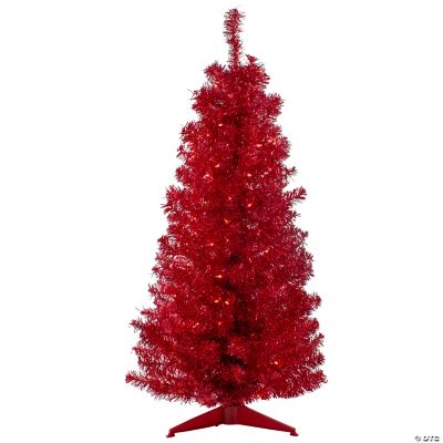 Northlight 4' PreLit Slim Red Artificial Christmas Tree Clear Lights