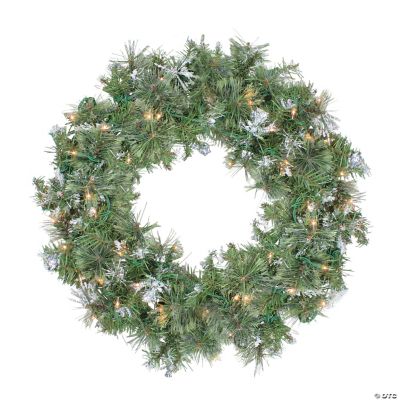 Northlight Pre-Lit Snow Mountain Pine Artificial Christmas Wreath - 30-Inch  Clear Lights