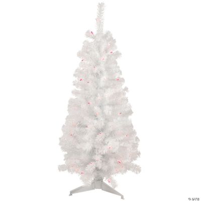 Northlight 4' PreLit White Pine Slim Artificial Christmas Tree Pink Lights Oriental Trading