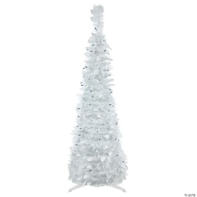 Northlight 4' PreLit White Tinsel PopUp Artificial Christmas Tree