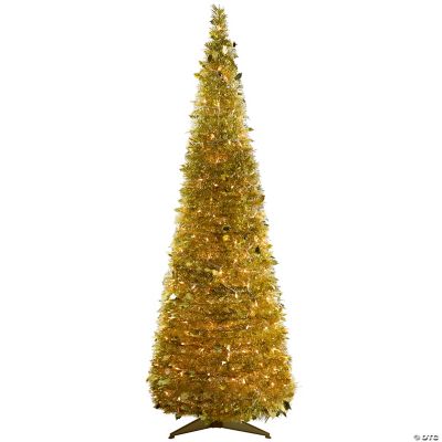 Northlight 6' PreLit Gold Tinsel PopUp Artificial Christmas Tree