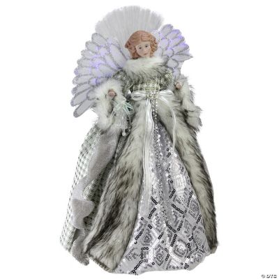 Northlight 12 Lighted Silver and White Angel with Wings Christmas Tree Topper - Clear Lights