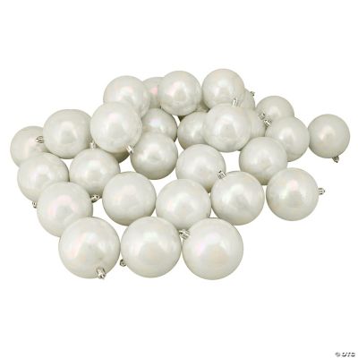 Northlight 32ct White Iridescent Shatterproof Shiny Christmas Ball  Ornaments 3.25 (80mm)