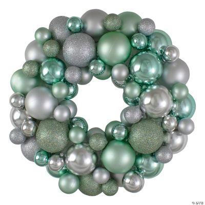 Northlight Silver and Seafoam Green 3Finish Shatterproof Ball