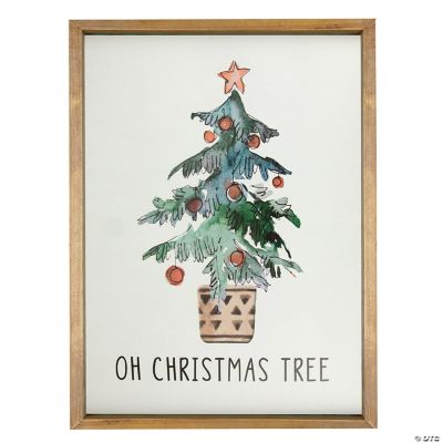 Northlight 20" Wooden Framed "Oh Christmas Tree" Wall Art Decoration