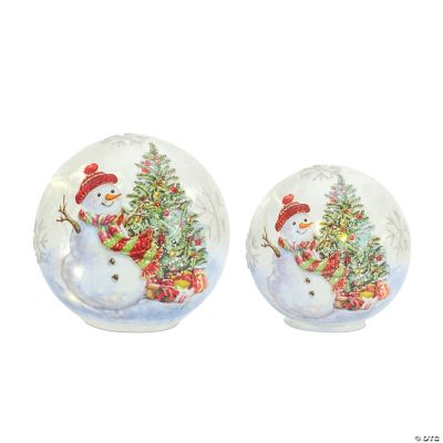 Melrose International Led Snowman Tree Globe (Set Of 2) 7In | Oriental  Trading