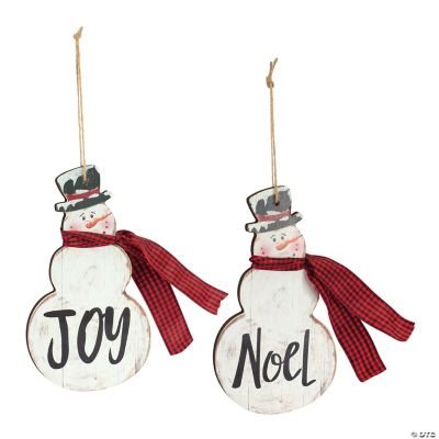 Melrose International Whimsical Snowman Disc Ornament with Snowy Cardinal Scene (Set of 6) main image 1