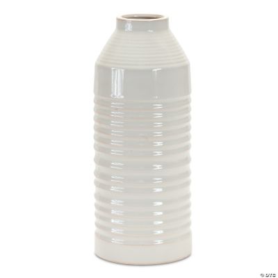 Melrose International Ribbed Ceramic Vase (Set of 2)