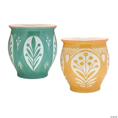 Melrose International Ceramic Pot (Set Of 2) 7In Oriental Trading