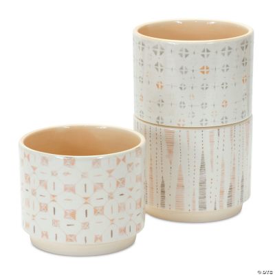 Melrose International Blue Patterned Pot with Legs (Set of 2)