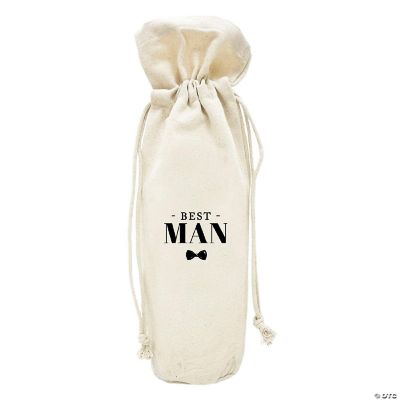 Andaz Press Best Man Wine Bag, Wine Bottle Cover Wedding Canvas Wine