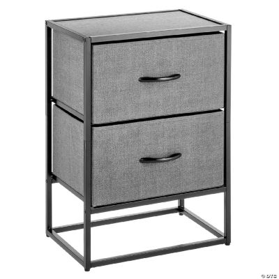 mDesign 2Drawer End Table/Night Stand Storage Unit, Fabric Bins, Charcoal Gray