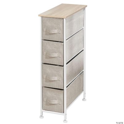 mDesign Narrow Dresser Storage Tower Stand, 4 Removable Fabric Drawers, Linen