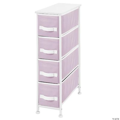 mDesign Narrow Dresser Storage Tower Stand, 4 Fabric Drawers, Light