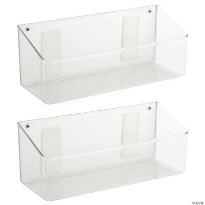 2ct mDesign Wall Mount Plastic Home Storage Organizer Basket Bin, 2 Pack Clear