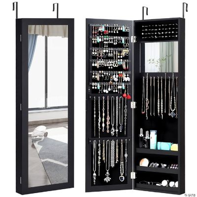 Costway Wall Door Mounted Mirrored Jewelry Storage Organizer