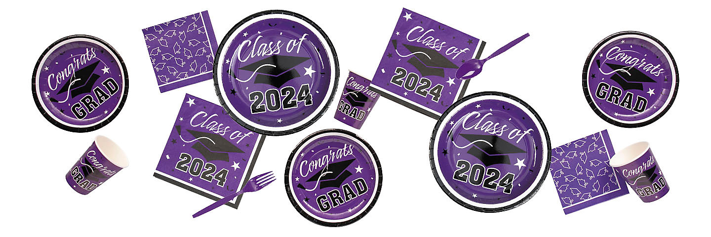 Graduation Class of 2024 Purple Party Supplies
