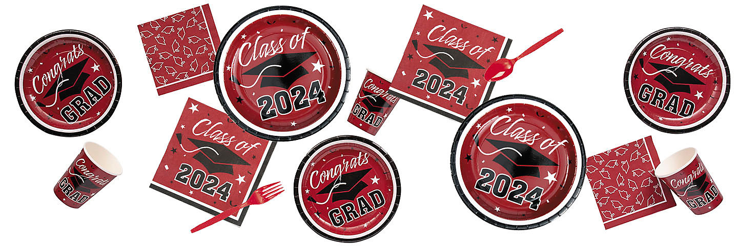 Graduation Class of 2024 Burgundy Party Supplies