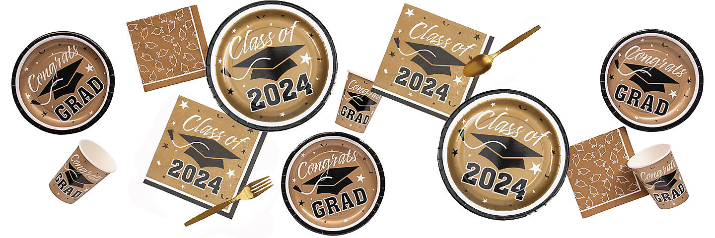 Graduation Class of 2024 Gold Party Supplies
