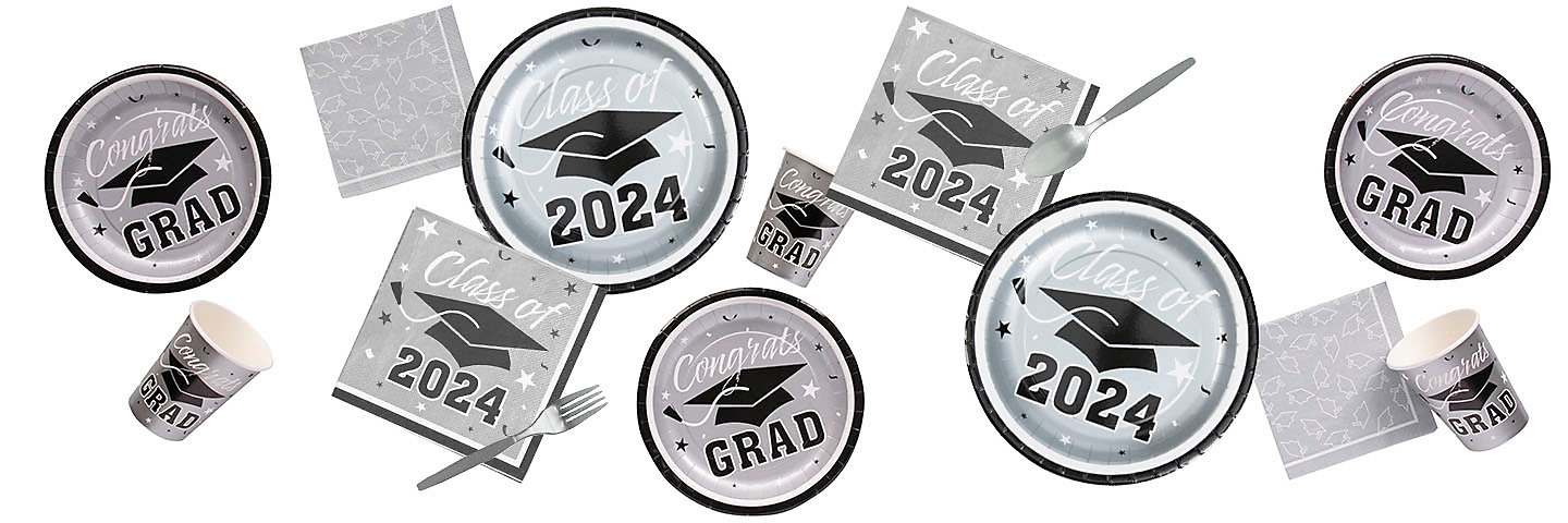 Graduation Class of 2024 Silver Party Supplies
