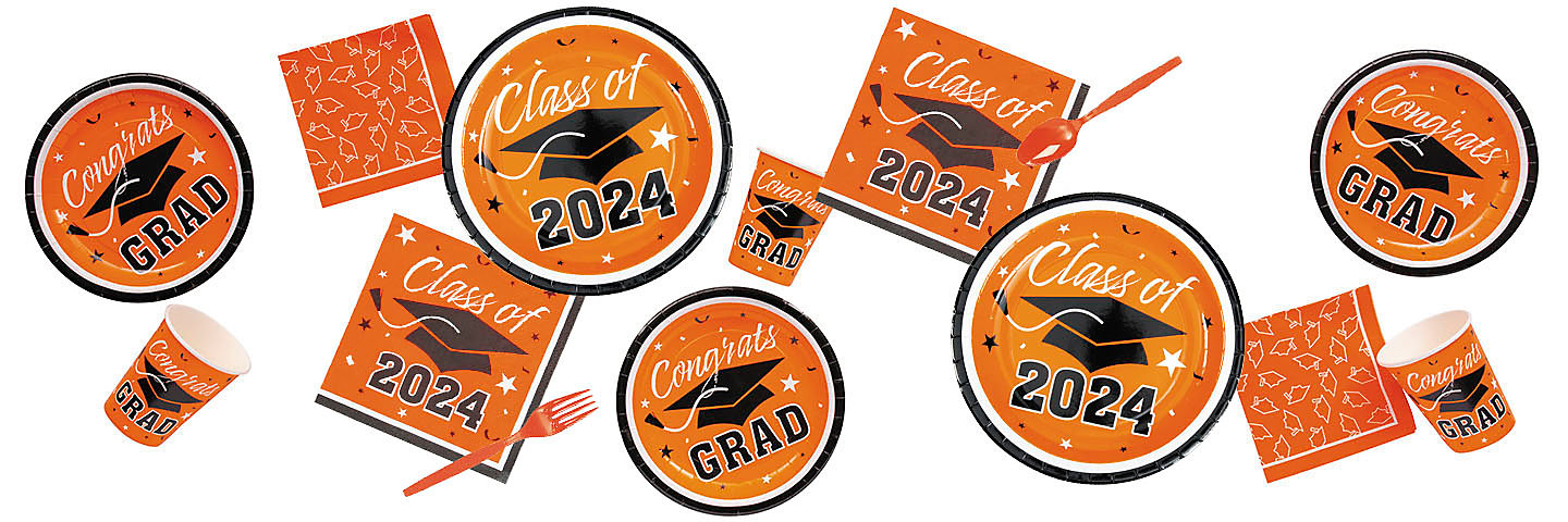 Graduation Class of 2024 Orange Party Supplies