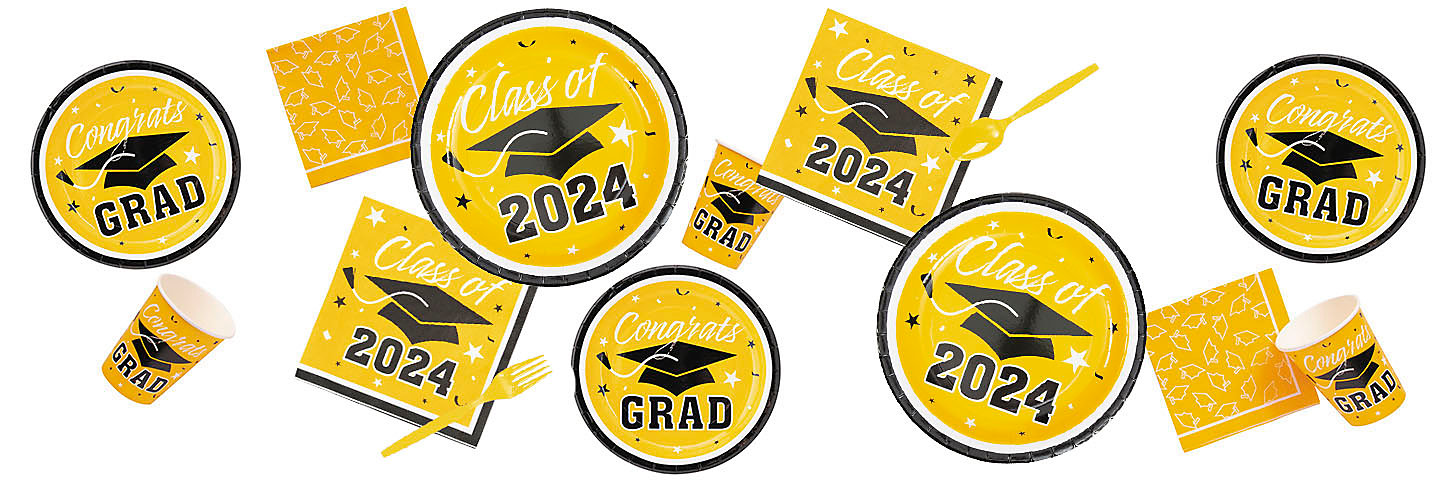 Graduation Class of 2024 Yellow Party Supplies