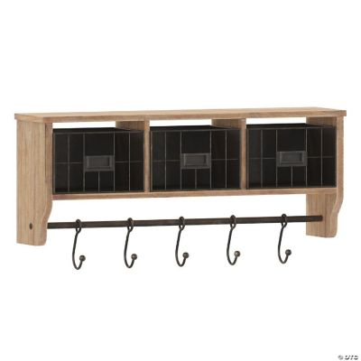 Emma + Oliver Wade Rustic Wall Hanging Storage Rack - Weathered