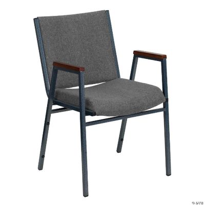 Emma + Oliver Heavy Duty Gray Fabric Stack Chair with Arms