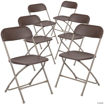 Emma + Oliver Folding Chair - Brown Plastic - 6 Pack 650LB Weight ...