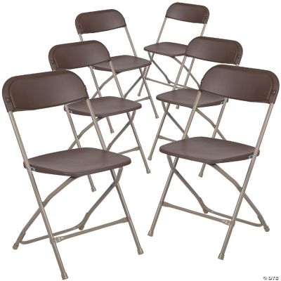 Emma + Oliver Folding Chair Brown Plastic 6 Pack 650LB Weight