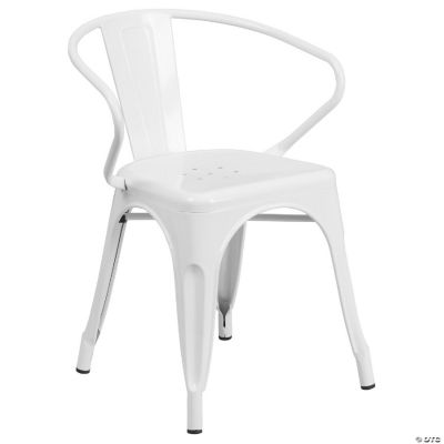 Emma + Oliver Commercial Grade White Metal IndoorOutdoor Chair with