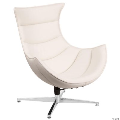 Emma + Oliver White LeatherSoft Swivel Cocoon Chair