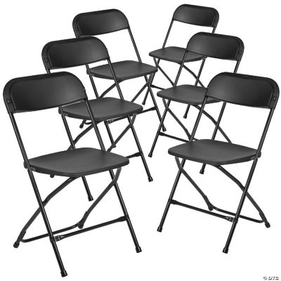 Emma + Oliver Set of 6 Plastic Folding Chairs 650 LB Weight Capacity
