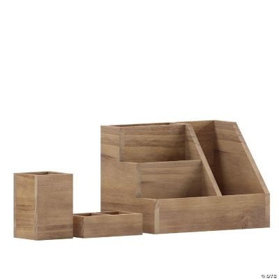 Emma + Oliver Nessa 3 Piece Organization Kit - Rustic Brown Wood ...