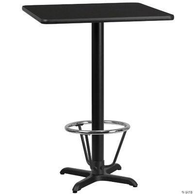 Emma + Oliver 24" Square Black Laminate Bar Table Top22"x22" Base/Foot