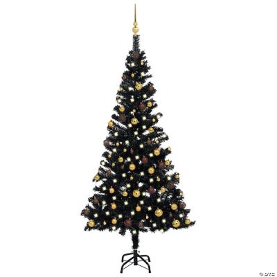 VidaXL 5' Black Artificial Christmas Tree with LED Lights & 61pc Gold