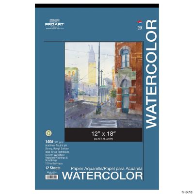 Pro Art Painting Pad W/C 12x18 AF 140lb Tape 12pc Oriental Trading