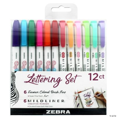 Zebra Lettering Pen Set 12pc Mildliner & Funwari Oriental Trading