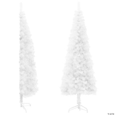 vidaXL 8' White Slim Artificial Half Christmas Tree with Stand