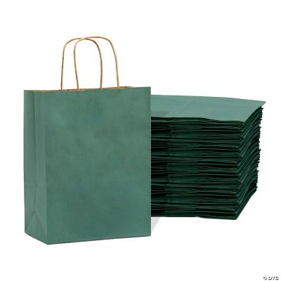 50ct Prime Line Packaging- Small Black Kraft Paper Gift Bags with Handles for Retail Stores 50 Pack 8x4x10